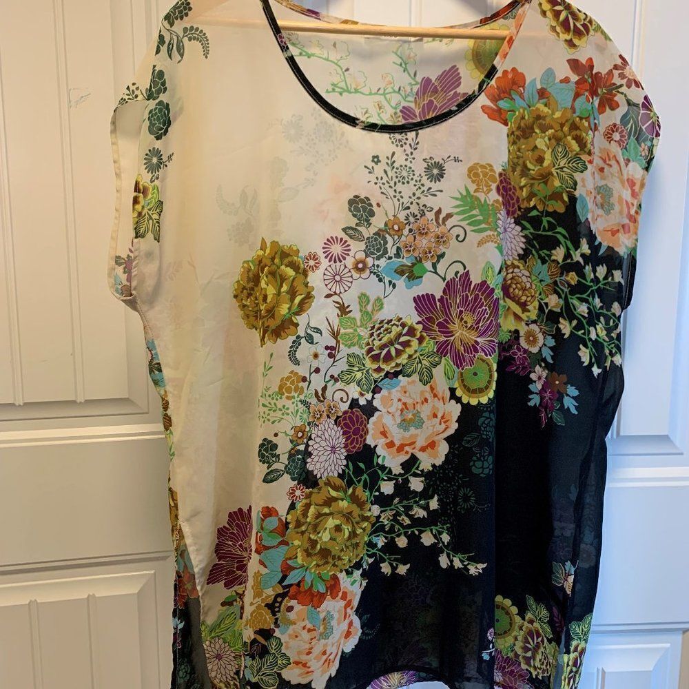 Top, EUC, size xlg, loose easy fit, sleeveless, pretty florals, polyester